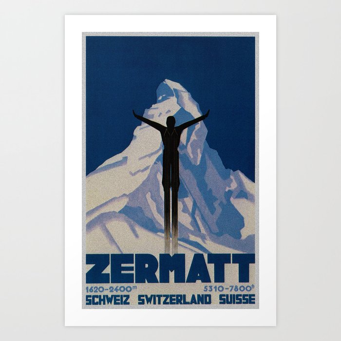 Vintage Zermatt Switzerland Travel Art Print