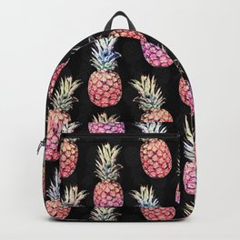 Pineapples and Foliage Black Illustration Backpack | Girlypineapples, Pineapplefruits, Exoticananas, Blackillustration, Ananasillustration, Tropicalsummer, Painting, Artsy, Tropicalpineapples, Watercolorpineapple 