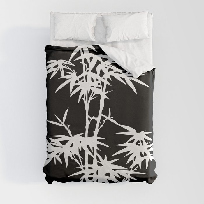 Black and White Bamboo Silhouette Duvet Cover