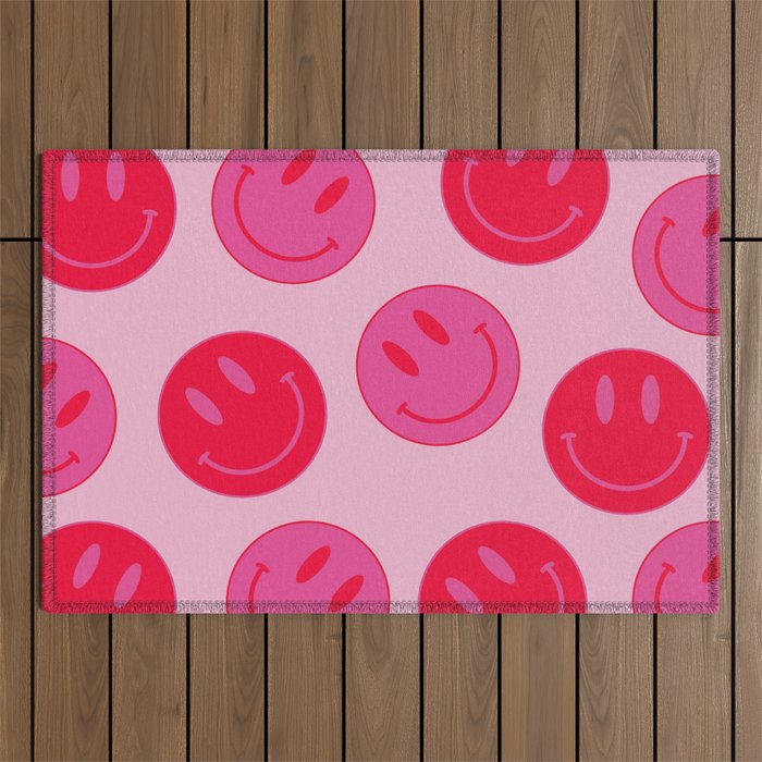 Large Pink and Red Vsco Smiley Face Pattern - Preppy Aesthetic