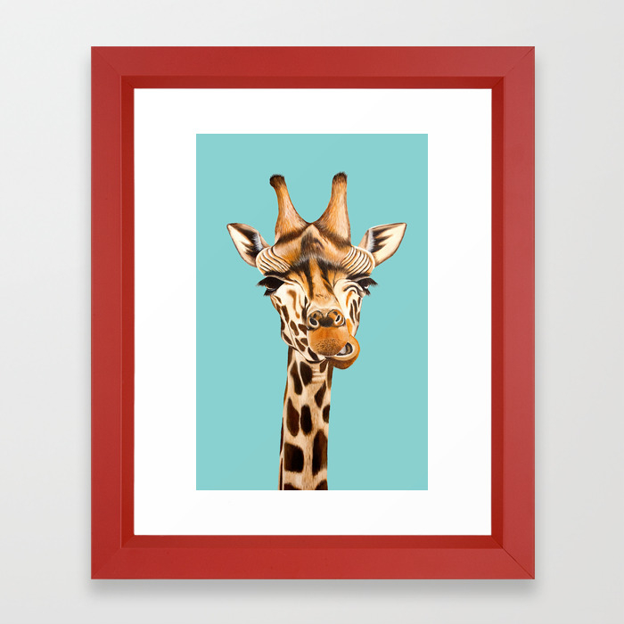 Giraffe Acrylic Painting Framed Art Print By Anne Marieart Society6