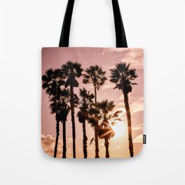 Purple skies palm trees Sunset | Idyllic American Dream | Fine Art Travel Photography Tote Bag