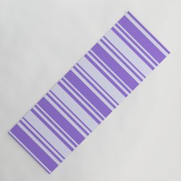 [ Thumbnail: Purple and Lavender Colored Striped Pattern Yoga Mat ]