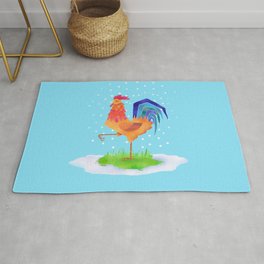New Year rooster 2017 Rug | Newyear, Calendar, Illustration, Digital, Painting, Cock, Christmas, Firerooster, Acrylic, Firecock 