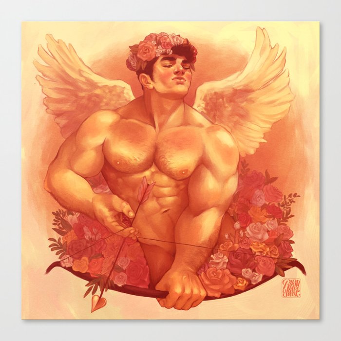 Eros In Roses Canvas Print by Ryan Stephens.