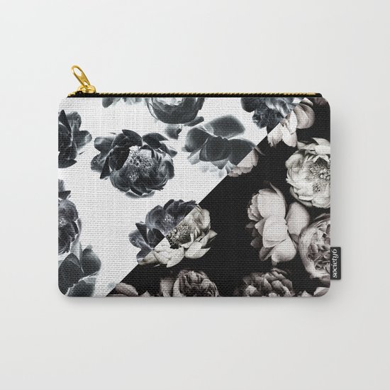 Black & White Floral Pattern Carry-All Pouch
