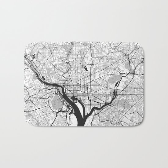Washington Map Gray Bath Mat
