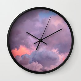 Pink and Lavender Clouds Wall Clock