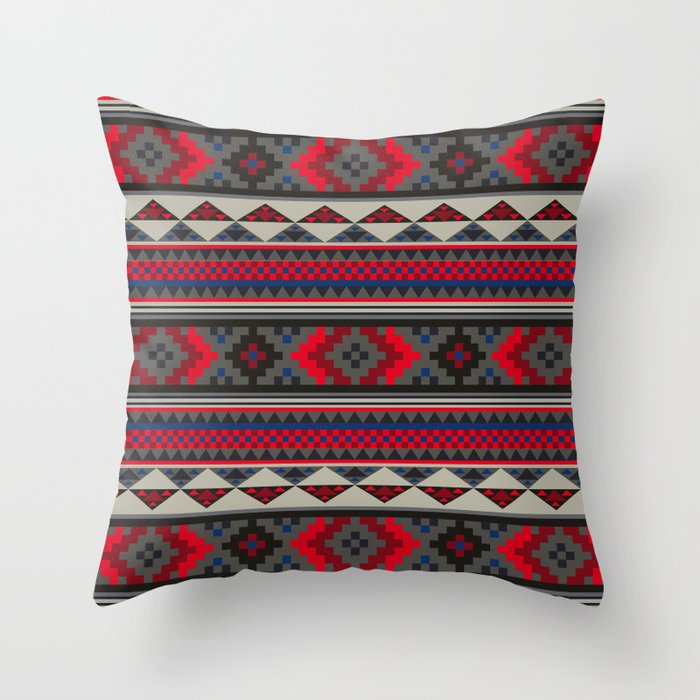Navajo blanket pattern- red Throw Pillow