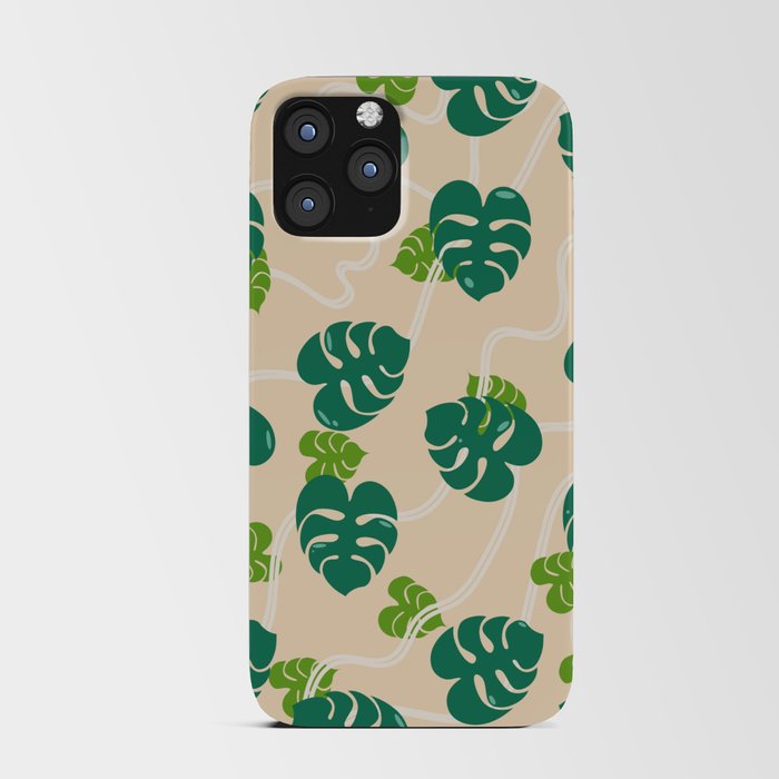 Zen Monstera Pattern ( Coral ) iPhone Card Case