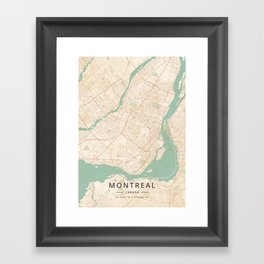 Montreal, Canada - Vintage Map Framed Art Print