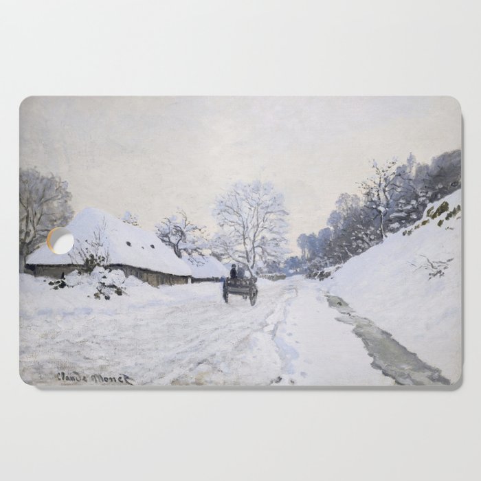 Claude Monet - Cart on the Snowy Road at Honfleur Cutting Board