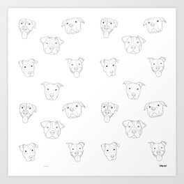 White pit bull love Art Print