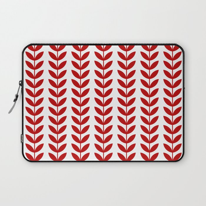 Red Scandinavian leaves pattern Laptop Sleeve
