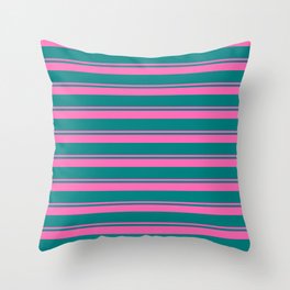 [ Thumbnail: Hot Pink and Teal Colored Stripes/Lines Pattern Throw Pillow ]