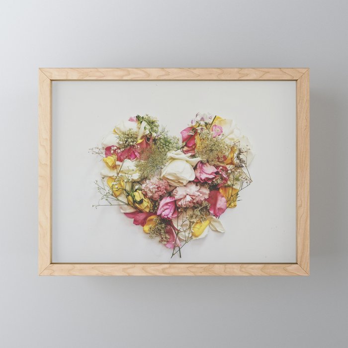 Heart shaped flowers Framed Mini Art Print