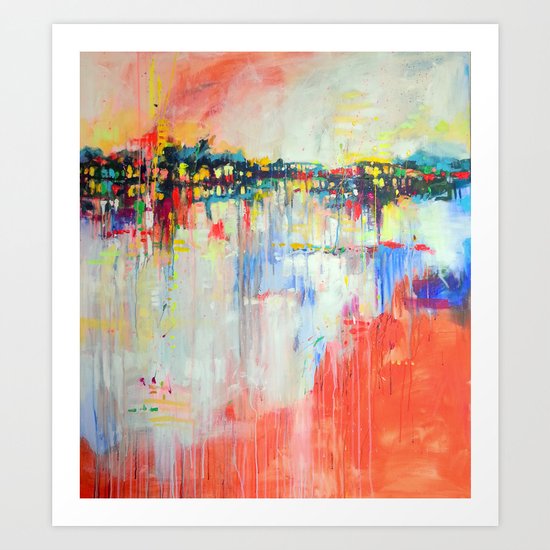 on the water, expressive landscape, abstract Art Print