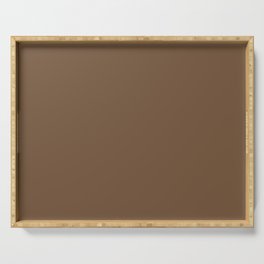 Dark Walnut Brown Solid Color Pairs PPG Molasses PPG1079-7 - All One Single Shade Hue Colour Serving Tray