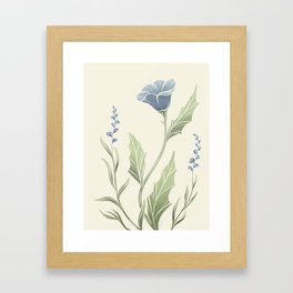 Blue Floral Block Print Framed Art Print