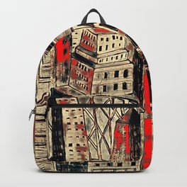 Juanty City with Red and Black Backpack | Cityscape, Black And White, Pattern, Digital, Drawing, Happy, City, Uptown, Ink Pen, Downtown 