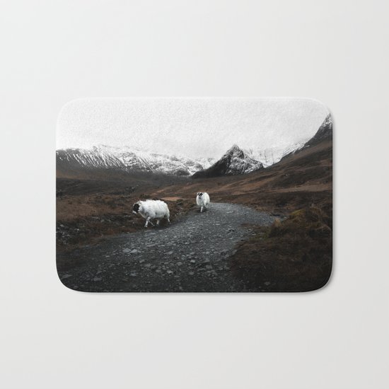 Sheep in the highlands #adventure Bath Mat
