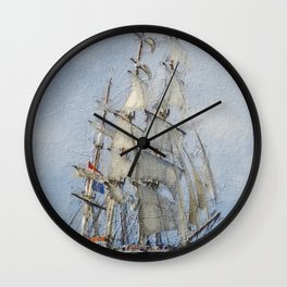 Clipper Ship Three Masted Sails Wall Clock