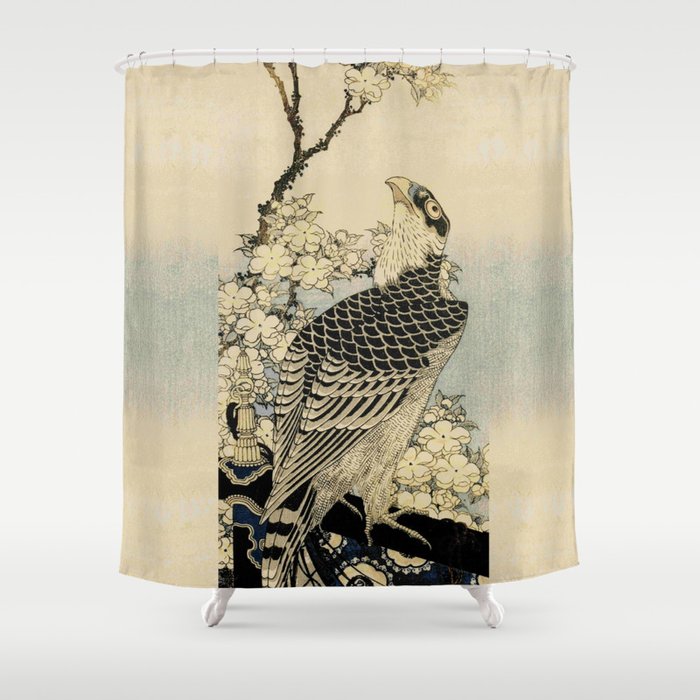 Hokusai Falcon Next To A Plum Tree In Bloom 葛飾 北斎 Hawk Bird