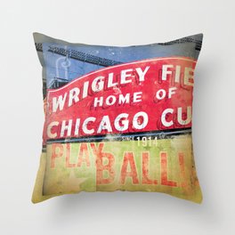 Wrigley field chicago play baseball play ball sports art Throw Pillow