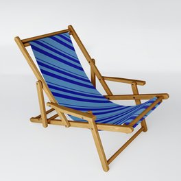 [ Thumbnail: Blue & Dark Blue Colored Lines Pattern Sling Chair ]