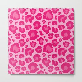 Pink Leopard Print Pattern Wallpaper - Preppy Aesthetic Metal Print