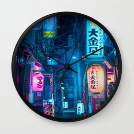 Big Japanese Lantern in the Street of Tokyo Aesthetic Cyberpunk Style Photography Wall Clock