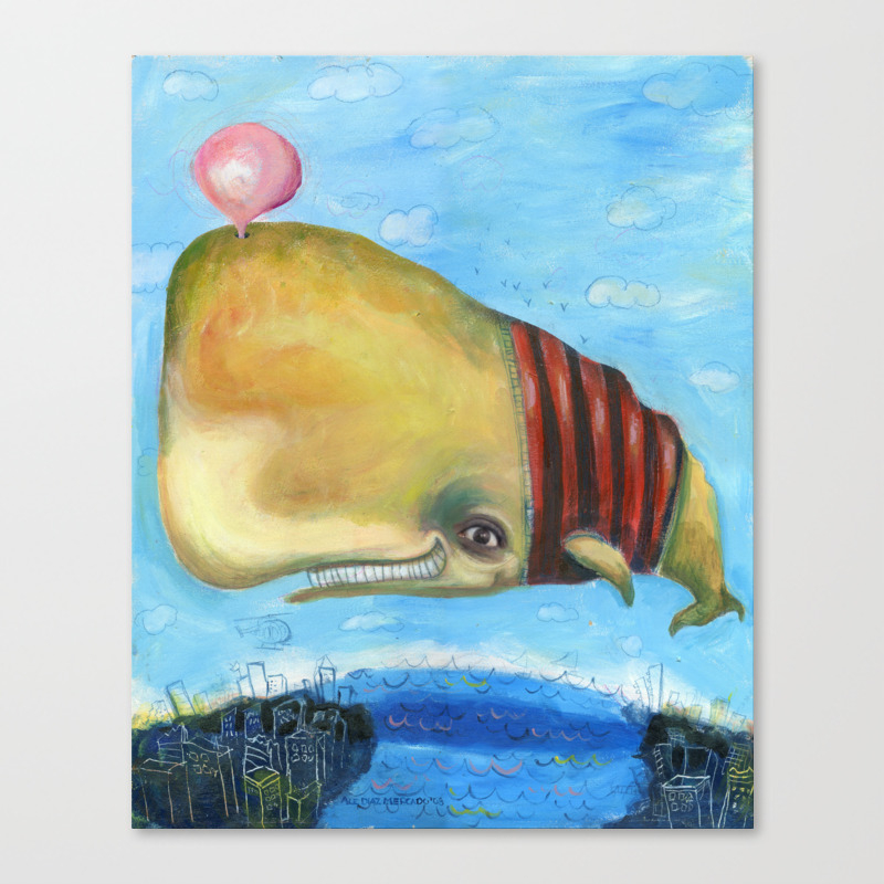 Flying Sperm Whale By Alediaz Canvas Print By Alediaz Society6