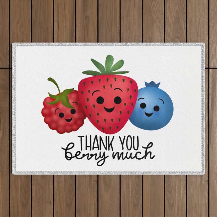 Thank You Berry Much (Strawberry, Raspberry, Blueberry) Outdoor Rug