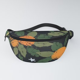 Orange fruits with leaves textural citrus orange fruits seamless pattern retro vintage style Fanny Pack