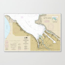 Tacoma Harbor Washington Nautical Chart 18453 Canvas Print