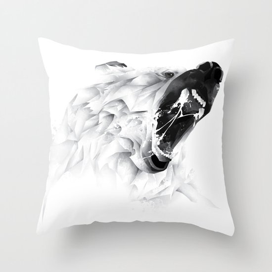 Angry Bear Throw Pillow