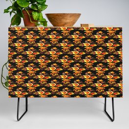 Christian Cross of Autumnal Leaves Repeat Pattern Credenza