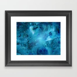 Blue Watercolor Galaxy Framed Art Print
