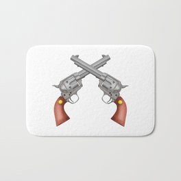 Pistols Bath Mat | Graphic Design, Drawing, Shooter, Shooting, Crossedguns, Oldwest, Revolver, Guns, Gun, Western 