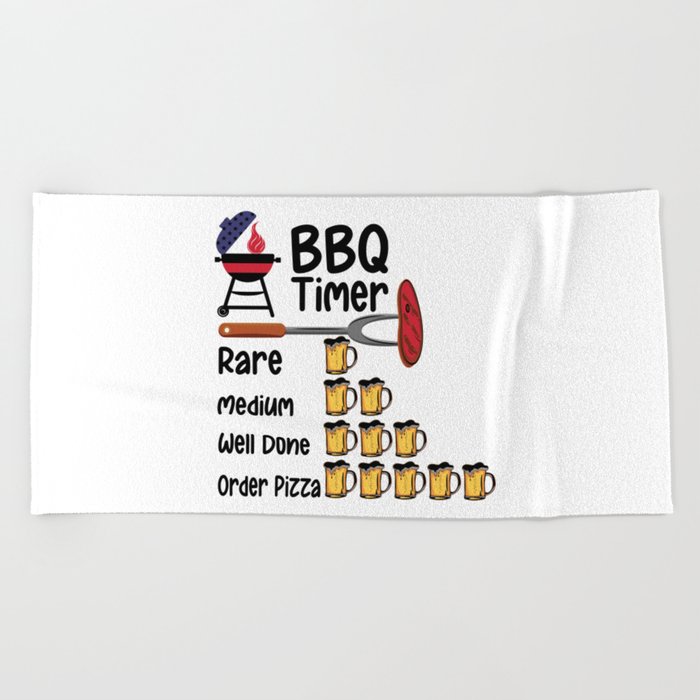 Funny Beer BBQ Timer Barbecue Grill Beach Towel