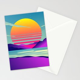 Blissful Sunset Retrowave Stationery Card