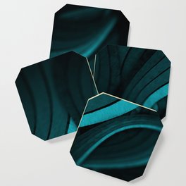 abstract 3D Abstract blue dark text digital teal  Coaster