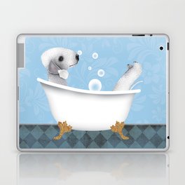 Bedlington Terrier dog bath soap clawfoot tub wash your paws bubble bubbles Laptop Skin