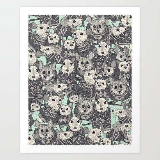 sweater mice mint Art Print