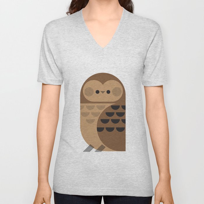 Minimal Owl V Neck T Shirt