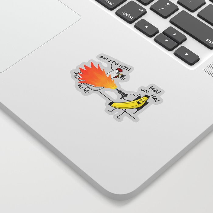Banana Chicken Flame Thrower // designed by Banana Man Sticker