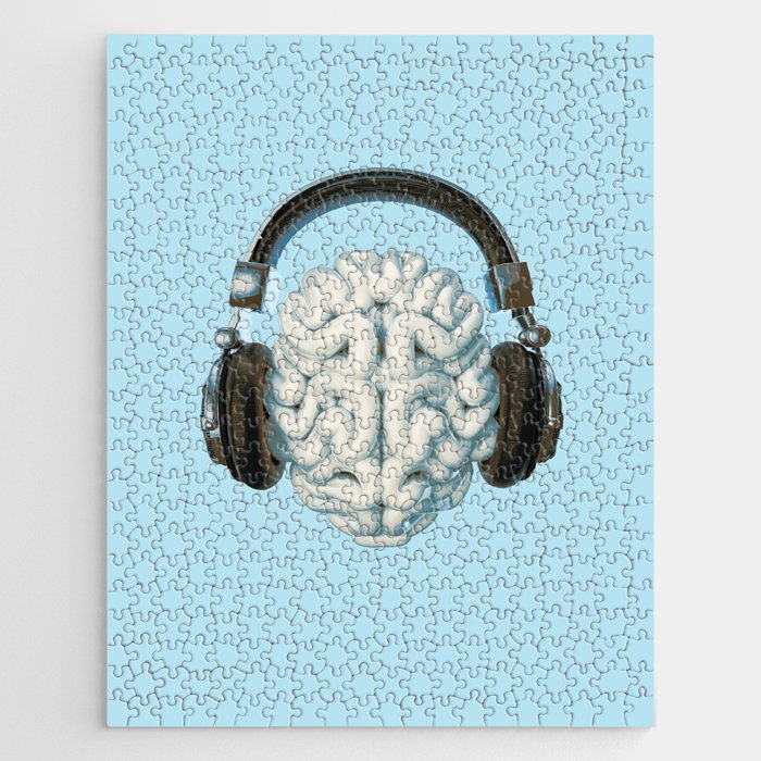Mind Music Connection /3D render of human brain wearing