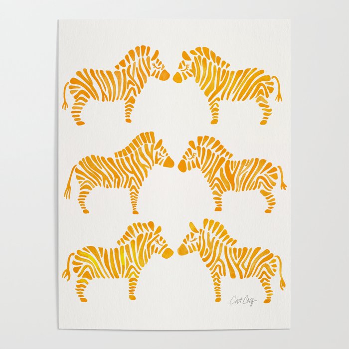 Zebras – Yellow Palette Poster
