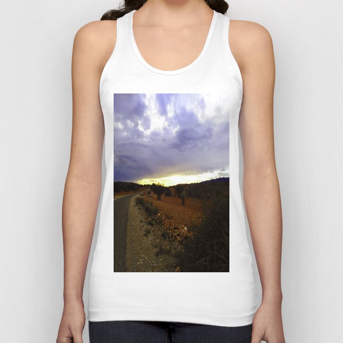 Landscape sunset photo blue sky with clouds Tank Top