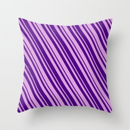 [ Thumbnail: Plum and Indigo Colored Lines/Stripes Pattern Throw Pillow ]